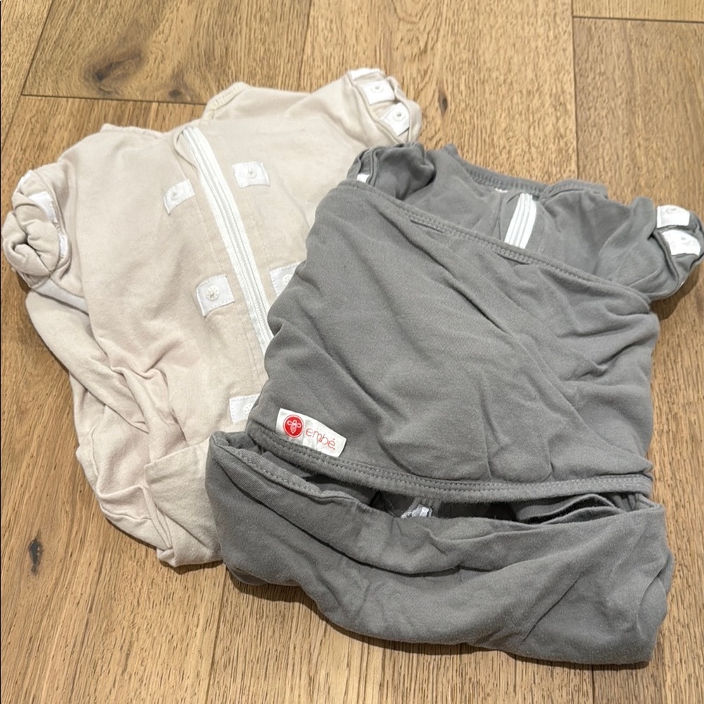 Embe Transitional Baby Swaddle Set - Cream and Gray